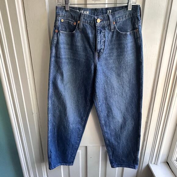 J Crew Peggy Barrel Leg High Rise Tapered Jeans Authentic Blue Wash - Picture 2 of 10